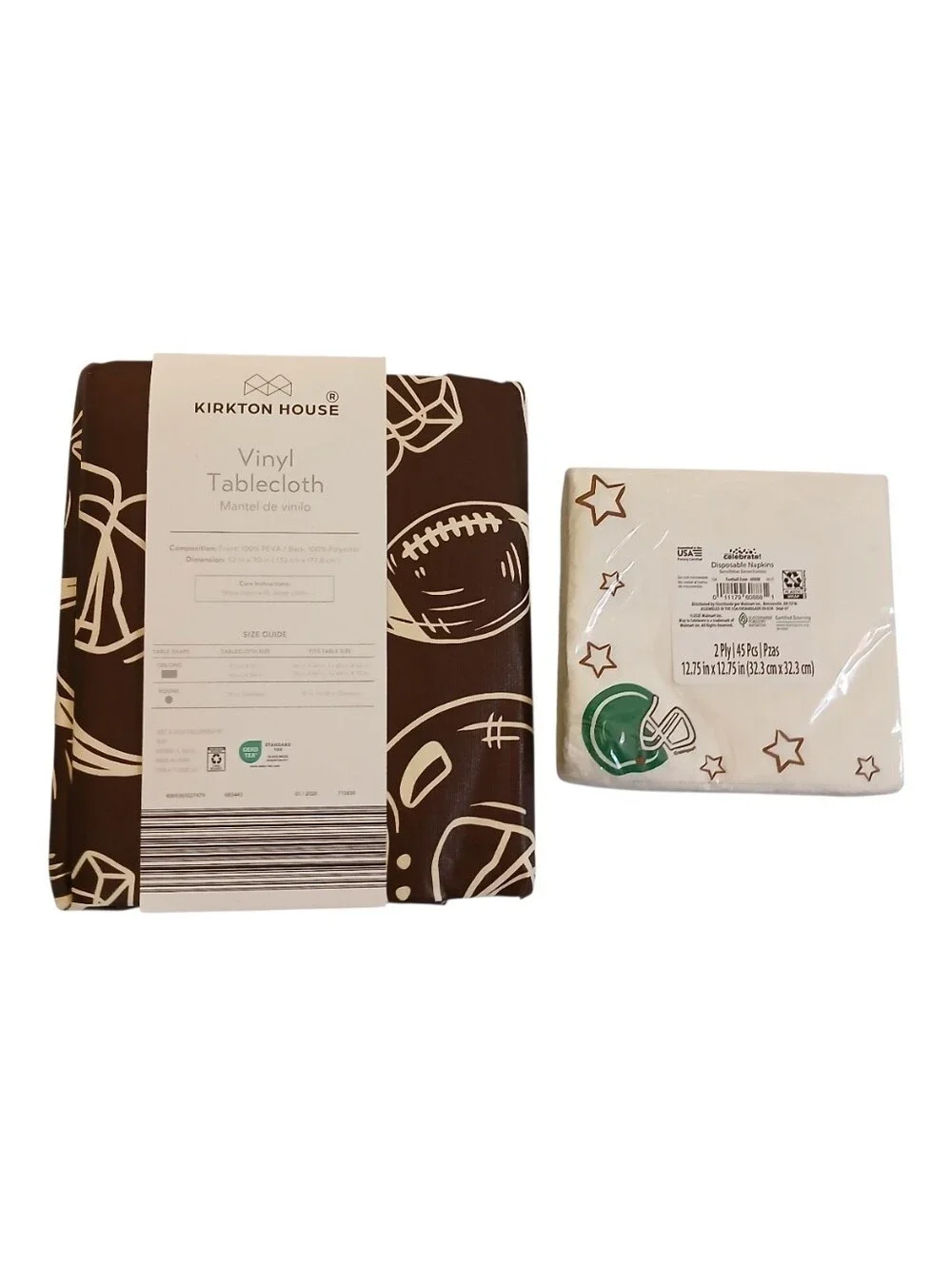 Kirkton House football 52 X 70 vinyl tablecloth and Game Day napkins set
